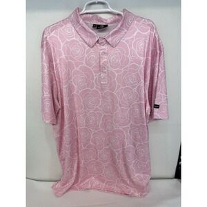 Green Side Golf Men's Pink Floral Short Sleeve Polo Size XXL